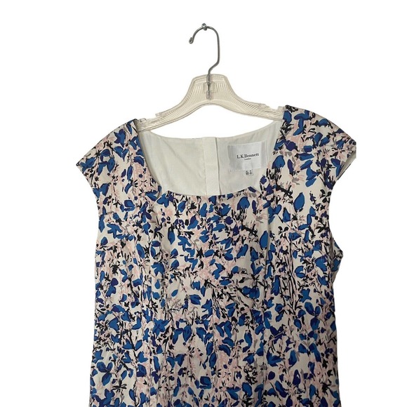 L.K. Bennett Valdez Cap Sleeve Sheath Pencil Dress Size US 10 Floral Stretch - Picture 3 of 6